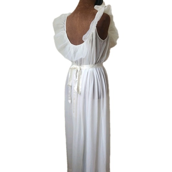 Vintage‎ 50s Slip Dress Nightgown Size 38 Ivory Kayser Nylon Maxi Ruffle Praire - Picture 2 of 8